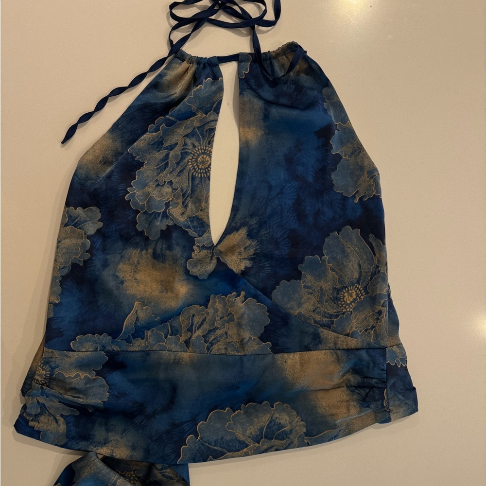 Tiger Mist Monroe Floral Halter Top, Size S